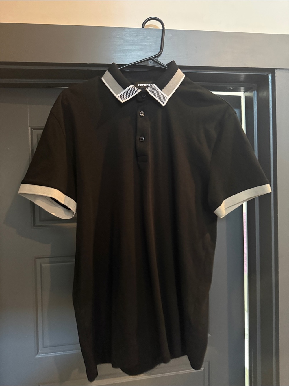 Express Black Polo with White Trim Men’s size S